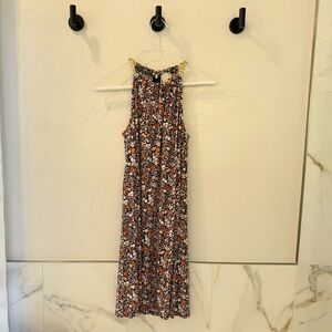 Michael Kors beautiful floral print dress with gold chain high neck halter, XS